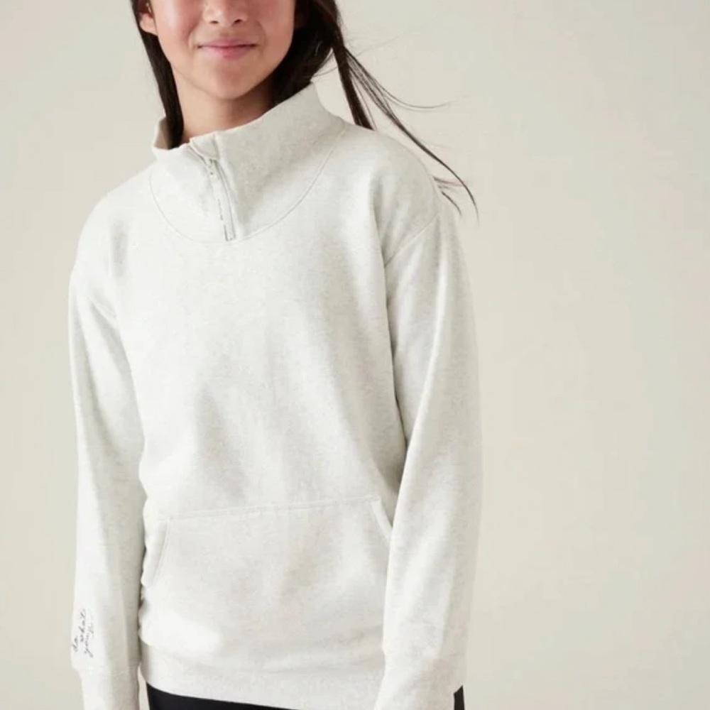 Athleta Girl Retroactive Half Zip XL in Fog Heather Grey